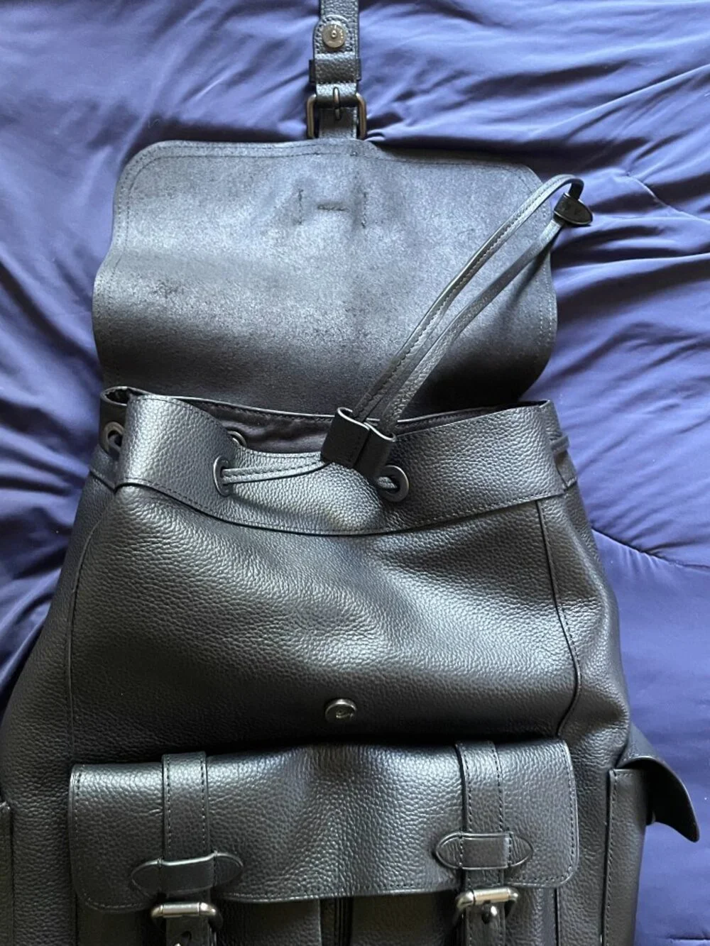 COACH Hudson Backpack Black Leather Rucksack F36811